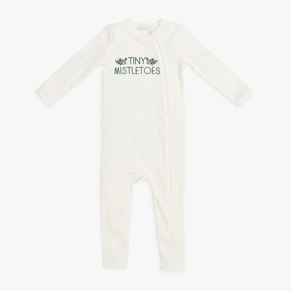 NWT Pottery Barn Kids Tiny Mistletoes Baby Pajama 0-3 months (SOLD OUT ONLINE)